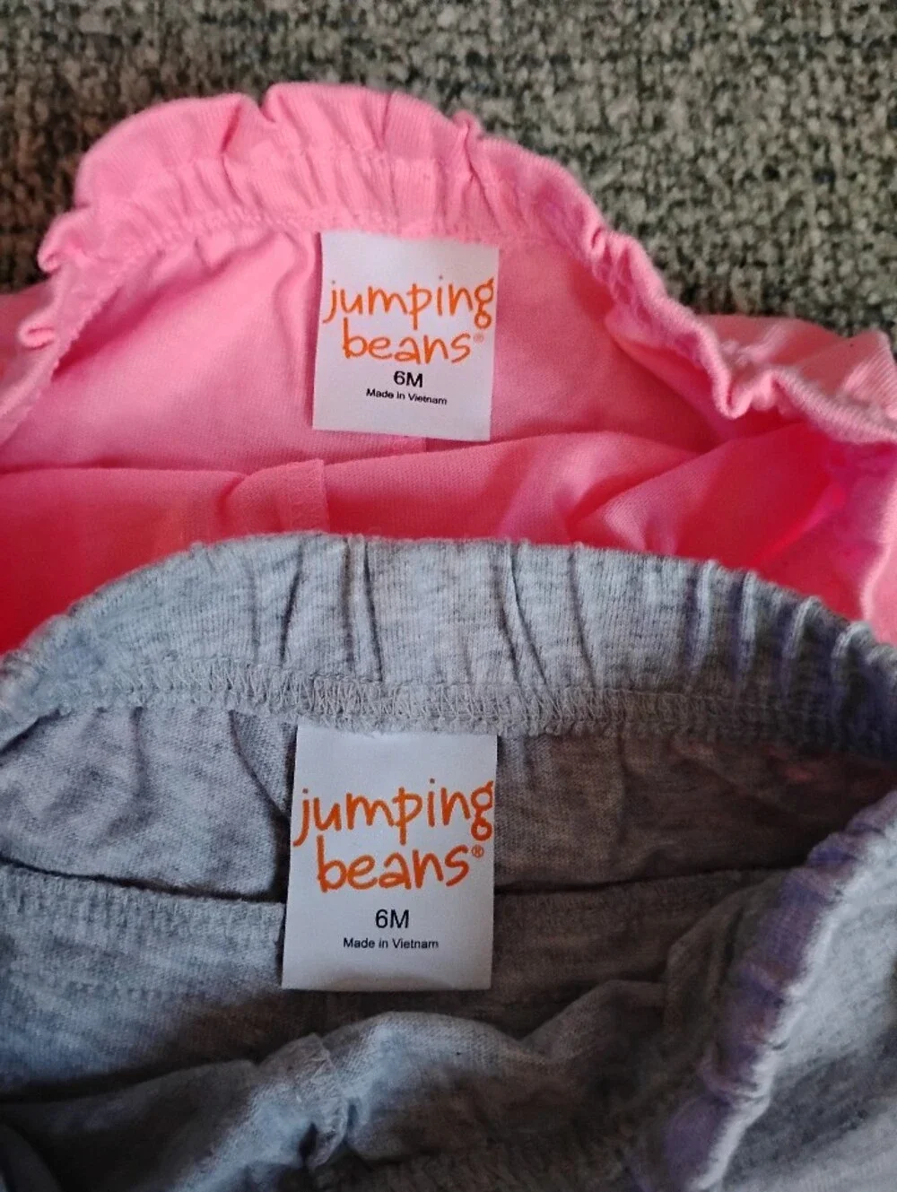 Jumping Beans Brand Bright Pink and Gray Baby Girls Cotton Shorts, 2 Pieces.